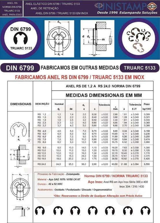 Anel elastico para eixo din 6799